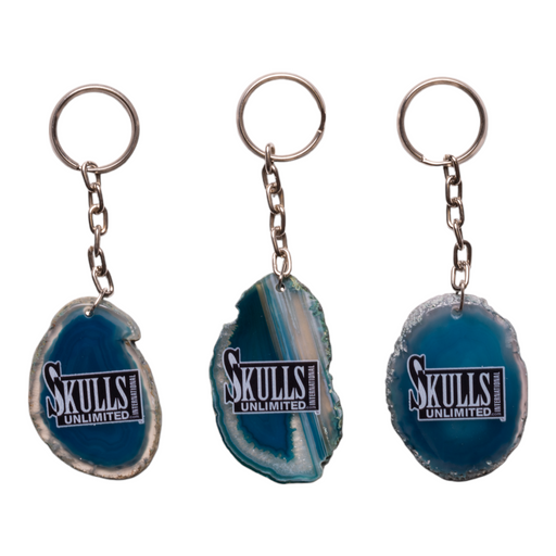 Skulls Unlimited Logo Agate Slice Keychain