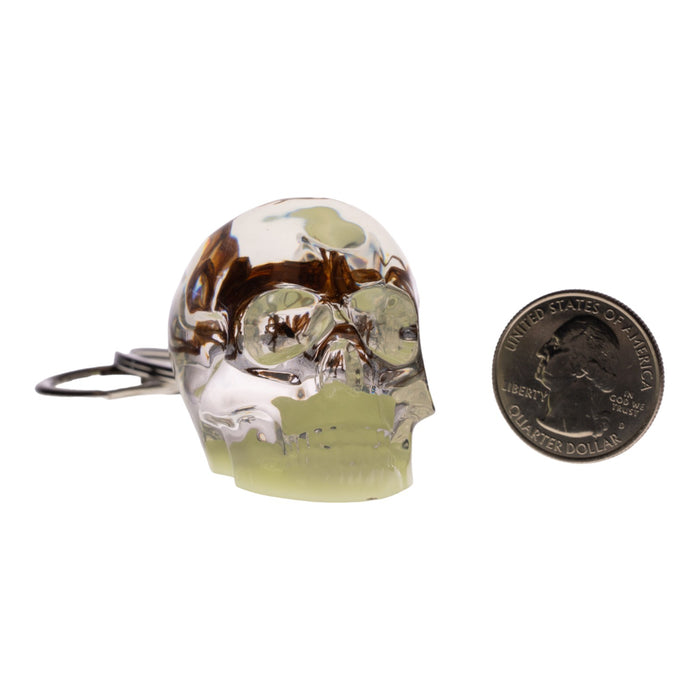 Real Spider in Acrylic Skull Keychain - Glow