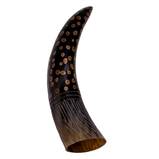 Real Water Buffalo Carved Horn - Lines and Dots