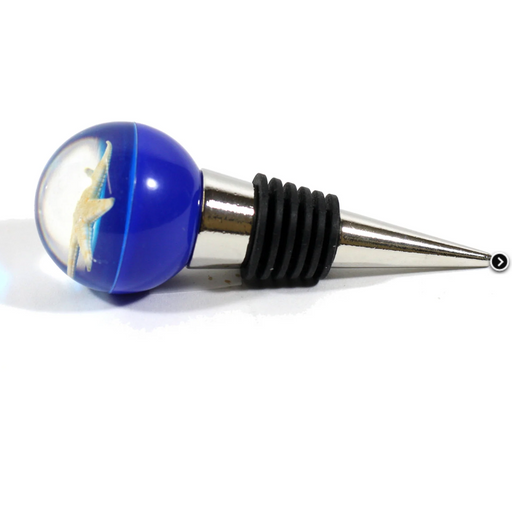 Real Starfish in Acrylic Wine Stopper (Clear Blue)